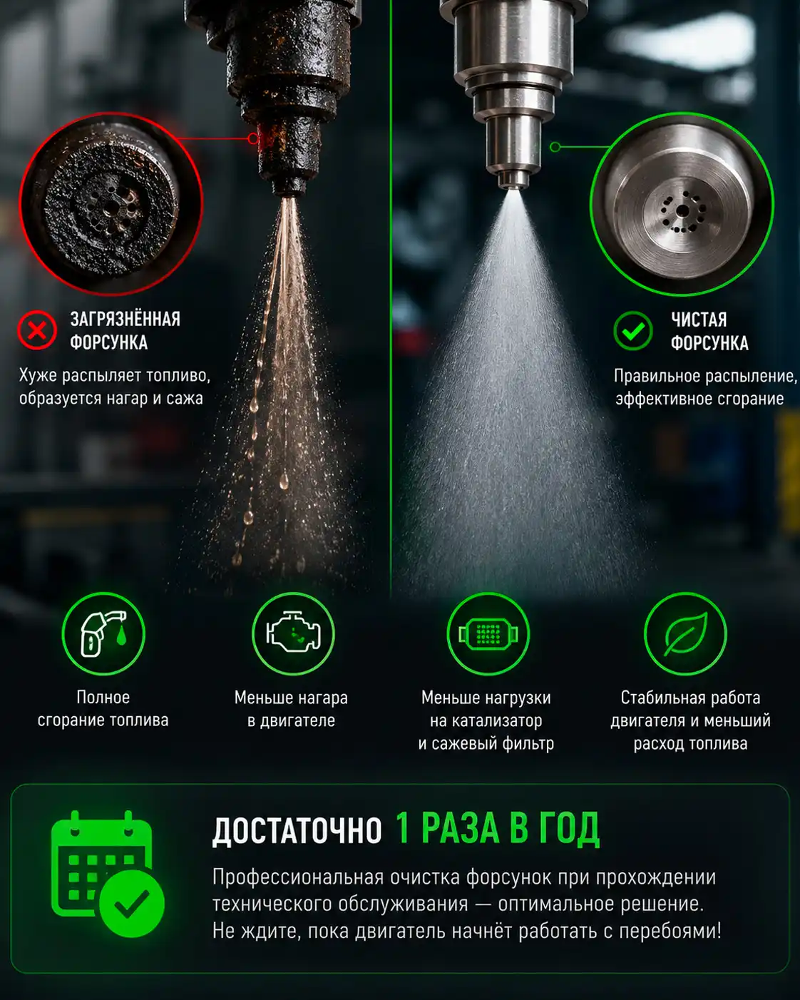 Очистка топливных форсунок